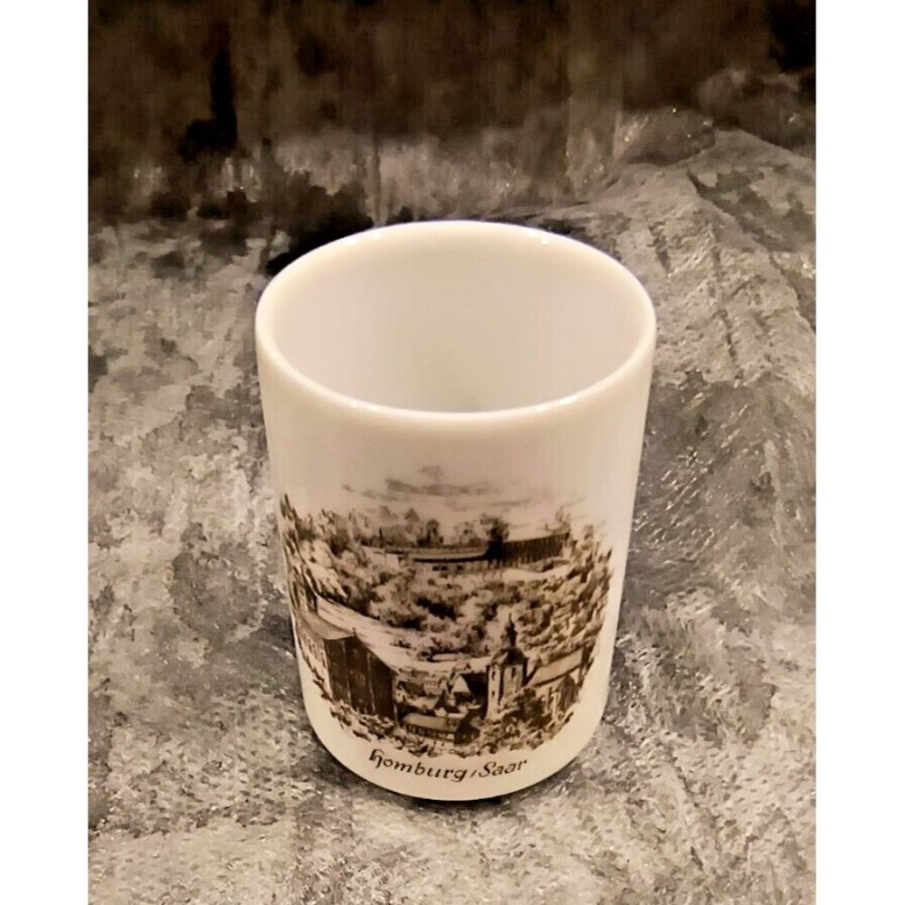 Kaiser West Germany White and Brown Homburg Saar Toothpick Holder Shot Glass